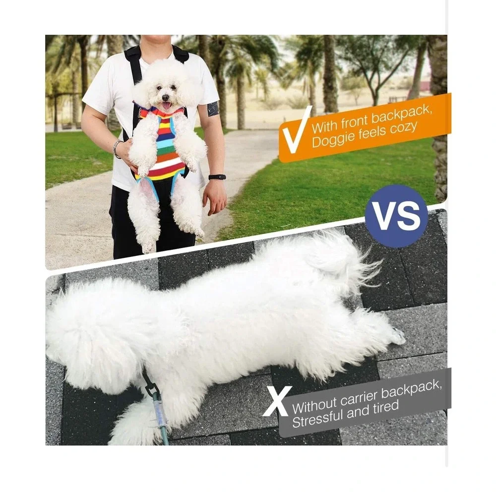 Pawaboo Pet Carrier Backpack, Adjustable Pet Front/Back Dog Bag, Hiking Colorful - Picture 7 of 9